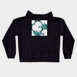 Sampaguita Flowers with Blue Spirals on Black Kids Hoodie